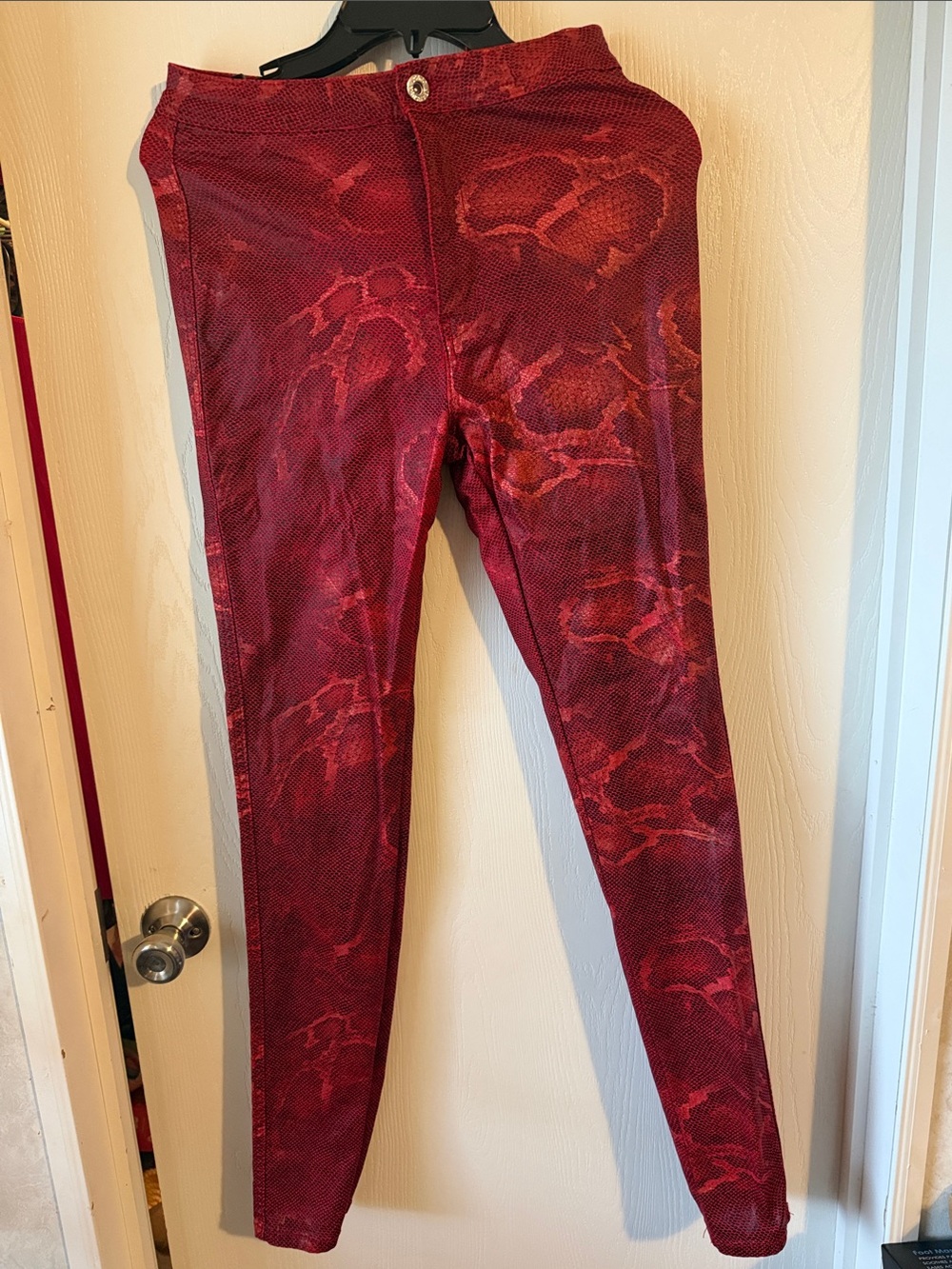 Women Red Snake-Print Pants